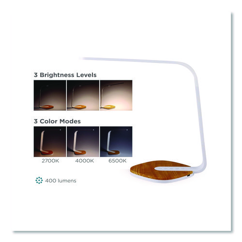 LED Desk Lamp, White/Wood