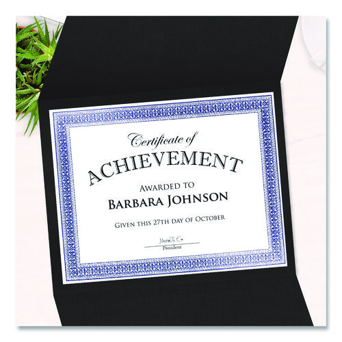 Tri-Fold Certificate Holder, 9.2 x 12.5, Black, 5/Pack