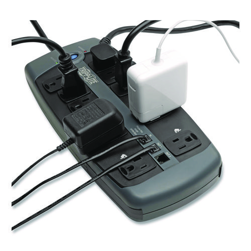 Protect It! Surge Protector, 10 AC Outlets, 8 ft Cord, 2,395 J, Black