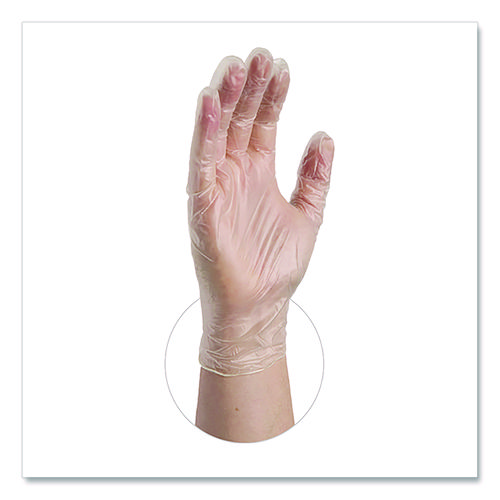 Vinyl Exam Gloves, Powder-Free, Medium, Clear, 100/Box