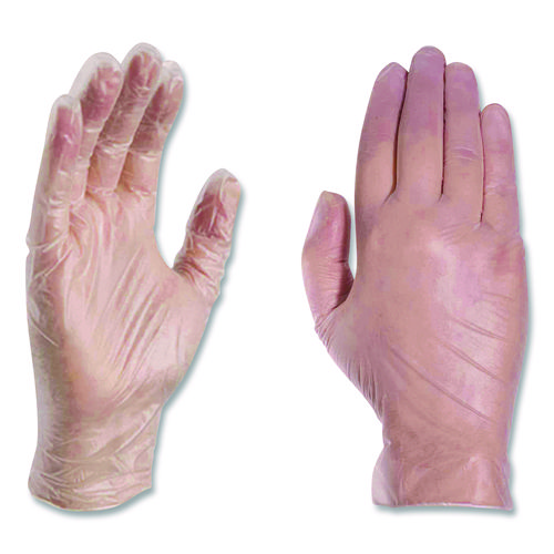 Vinyl Exam Gloves, Powder-Free, Medium, Clear, 100/Box