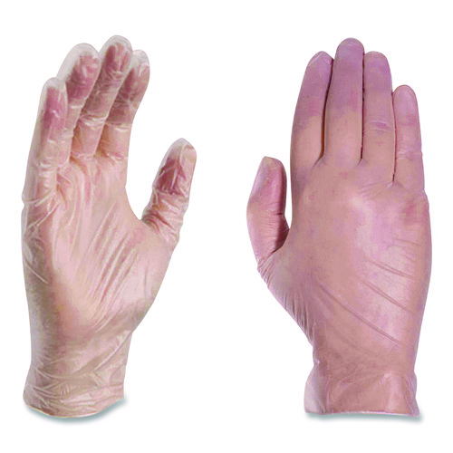 Vinyl Exam Gloves, Powder-Free, Large, Clear, 100/Box