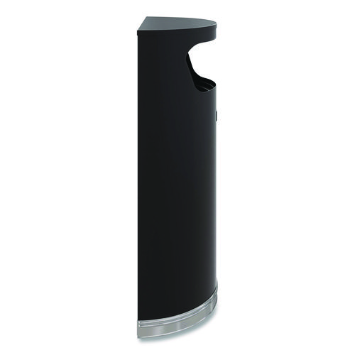 Half Round Metal Trash Can, 9 gal, Steel, Black