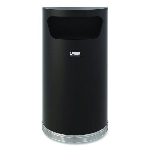 Half Round Metal Trash Can, 9 gal, Steel, Black