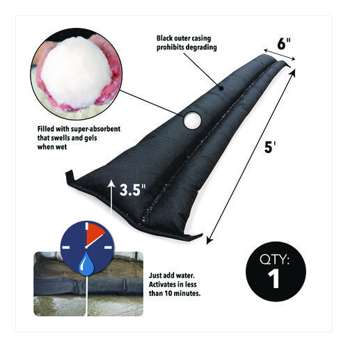 Flood Barriers, 6" x 5 ft x 3.5, 1 Barrier