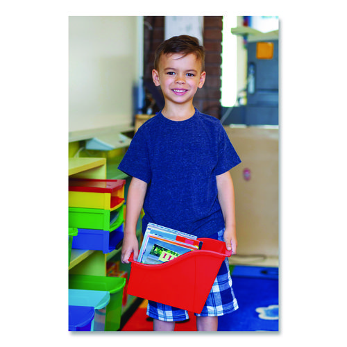 Small Book Bin, 1.5 gal, 4.5" x 11.75" x 8.5", Assorted Bright Colors, 6/Pack