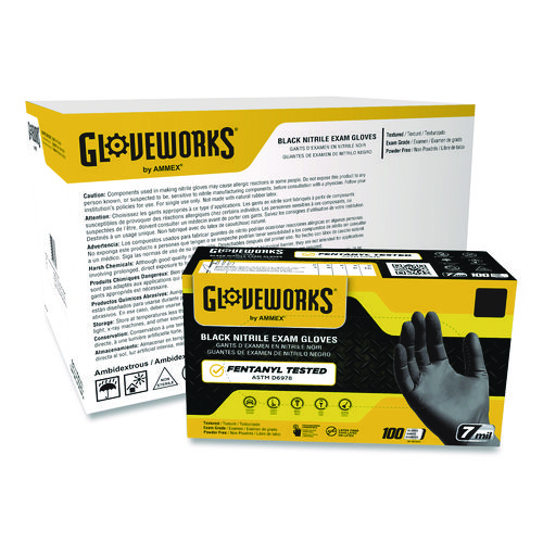 Nitrile Exam Gloves, Powder-Free, 6 mil, Small, Black, 100 Gloves/Box, 10/Carton