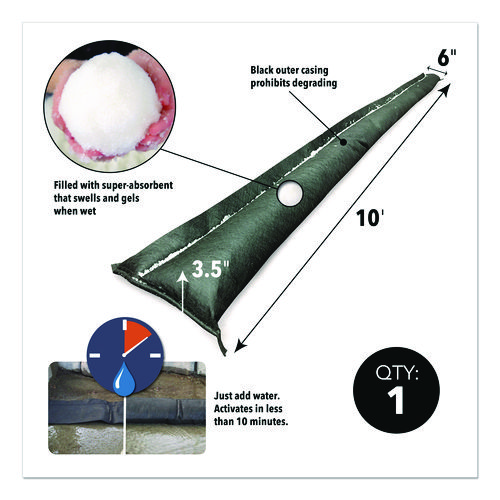 Flood Barriers, 6" x 10 ft x, 3.5", 1 Barrier