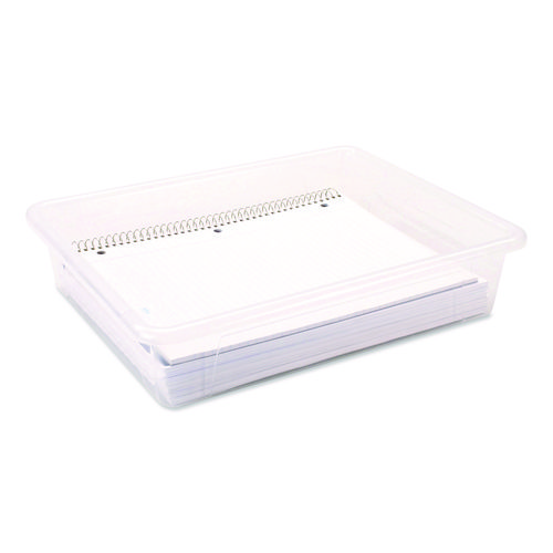 Storage Tray, Flat, 1.69 gal, 10.65" x 13.17" x 2.96", Translucent, 5/Pack