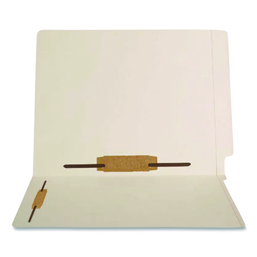 End Tab Fastener Folders, Vertical/Horizontal Fasteners, 0.75" Expansion, 2 Fasteners, Letter Size, Manila Exterior, 250/Box