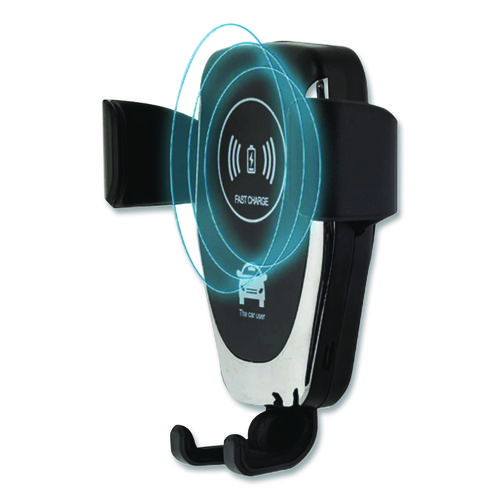 Universal Car Holder with Wireless Fast Qi Charger, Black/Silver