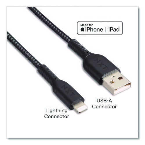Braided Apple Lightning Cable to USB-A Cable, 4 ft, Black