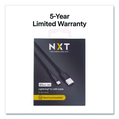 Braided Apple Lightning Cable to USB-A Cable, 4 ft, Black
