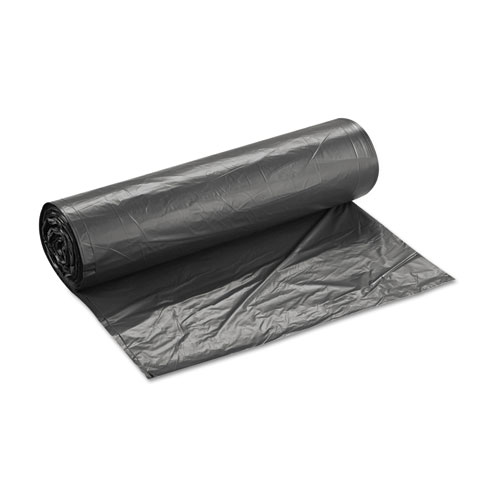Image of Inteplast Group High-Density Interleaved Commercial Can Liners, 60 Gal, 16 Microns, 43" X 48", Black, 25 Bags/Roll, 8 Rolls/Carton