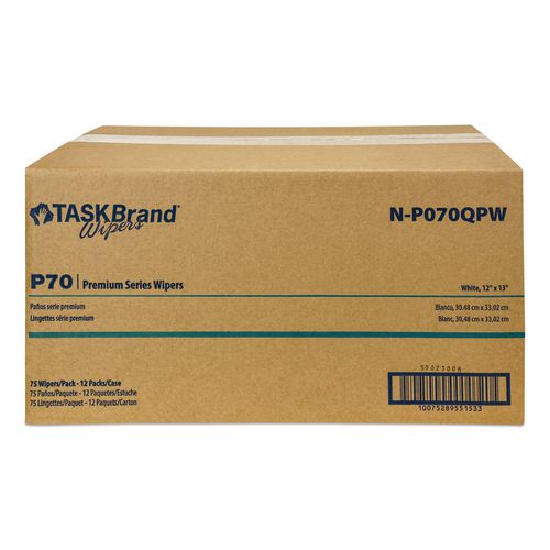 TASKBrand P70 Series Premium Wiper, 11 x 13, Unscented, 75/Pack, 12 Packs/Carton