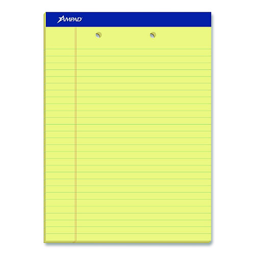 Perforated Writing Pads, Wide/Legal Rule, 50 Canary-Yellow 8.5 x 11.75 Sheets, Dozen