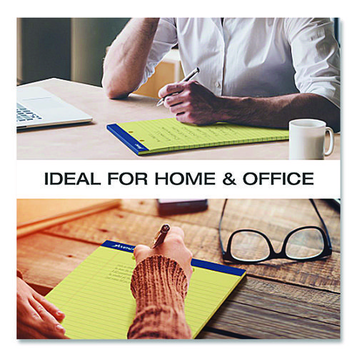 Perforated Writing Pads, Wide/Legal Rule, 50 Canary-Yellow 8.5 x 11.75 Sheets, Dozen