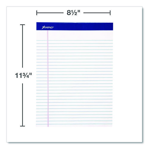 Perforated Writing Pads, Wide/Legal Rule, 50 White 8.5 x 11.75 Sheets, Dozen