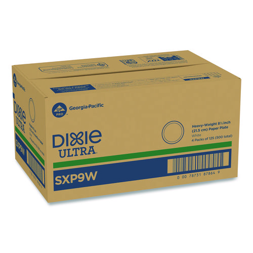 Heavy-Weight Paper Plates, 8.5" dia, 125/Pack, 4 Packs/Carton