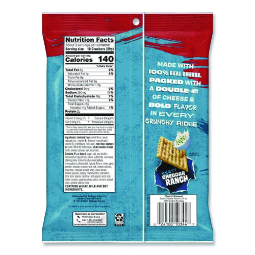 Cheez-it Grooves Crackers, Zesty Ranch, 3.25 Bag, 6/Box