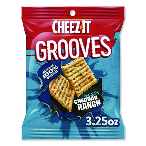 Cheez-it Grooves Crackers, Zesty Ranch, 3.25 Bag, 6/Box