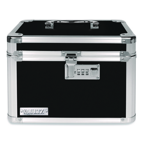 Latching Lid Locking Personal Security Box, Combination Lock, 10 x 7.5 x 7.75, Plastic; Steel; Aluminum, Black