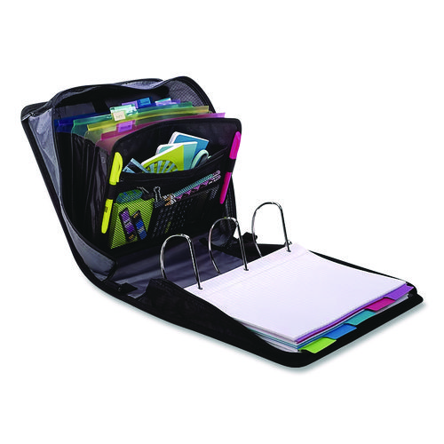 CAED186PUR - Perfect for organizing all of your classroom essentials. Inside is a 5-tab, 6-pocket expanding file folder to keep all of your important papers secure and organized. You will also find an interior zippered mesh pocket which is perfect storage for your pens and pencils. Large exterior zippered compartment allows you to store other personal items. Patented angled zipper keeps the gusset out of the way when writing. Comes with a handle and shoulder strap enabling ease of transporting materials. Binder gusset is made of Ripstop material, which prevents tearing. Binder is constructed of sturdy Kraft Board--strong enough to last the school year and prevents warping. Unique organizational tools for school or home use. King Size. Binder Type: Ring; Binder Style: Non-View; Binder Size Capacity: 3"; Binder Sheet Capacity: 1,000.