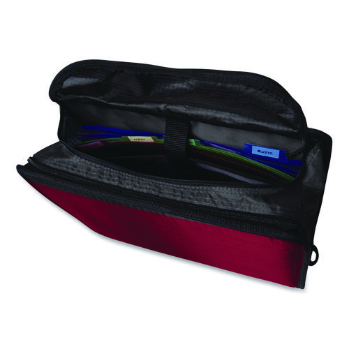 CAED186RED - Perfect for organizing all of your classroom essentials. Inside is a 5-tab, 6-pocket expanding file folder to keep all of your important papers secure and organized. You will also find an interior zippered mesh pocket which is perfect storage for your pens and pencils. Large exterior zippered compartment allows you to store other personal items. Patented angled zipper keeps the gusset out of the way when writing. Comes with a handle and shoulder strap enabling ease of transporting materials. Binder gusset is made of Ripstop material, which prevents tearing. Binder is constructed of sturdy Kraft Board--strong enough to last the school year and prevents warping. Unique organizational tools for school or home use. King Size. Binder Type: Ring; Binder Style: Non-View; Binder Size Capacity: 4"; Binder Sheet Capacity: 1,000.