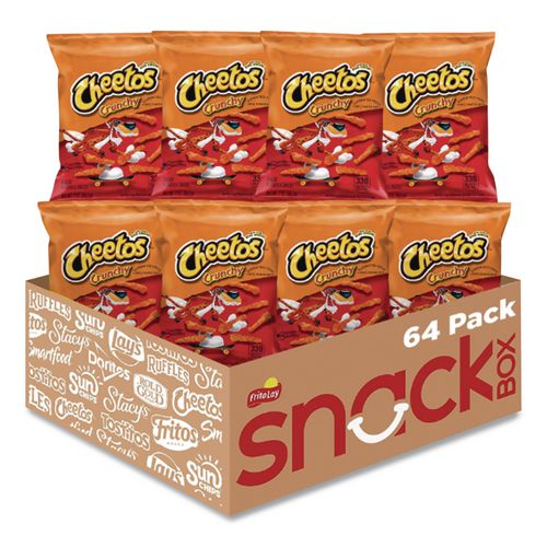 Crunchy Cheese Flavored Snacks, Flamin' Hot, 2 oz Bag, 64/Carton