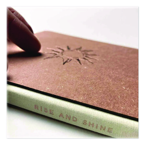 Embossed Canvas Layflat Hardbound Journal, Rise/Shine Artwork, Dotted Rule, Gold-Foil Rose/Cream Cover, (64) 7 x 5 Sheets
