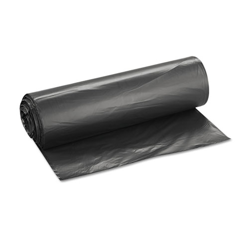 Image of Inteplast Group High-Density Interleaved Commercial Can Liners, 45 Gal, 22 Microns, 40" X 48", Black, 25 Bags/Roll, 6 Rolls/Carton