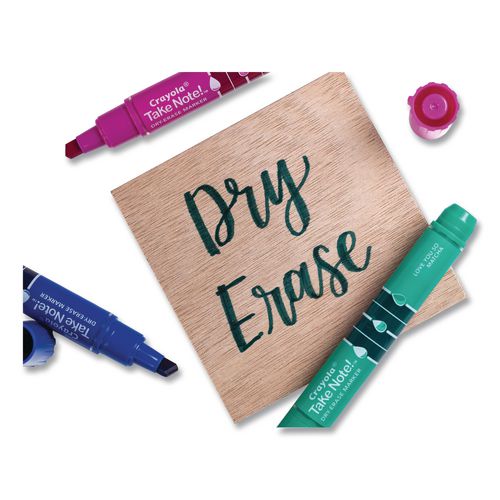 Take Note Dry Erase Markers, Chisel Tip, Assorted Colors, 4/Set