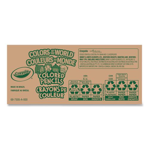 Colors of the World Colored Pencils Classpack Set, 24 Assorted Lead and Barrel Colors, 240/Pack