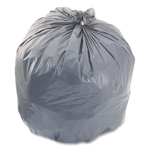 Linear Low-Density Can Liners, 45 gal, 1.1 mil, 40" x 46", Gray, Flat Pack, 125/Carton