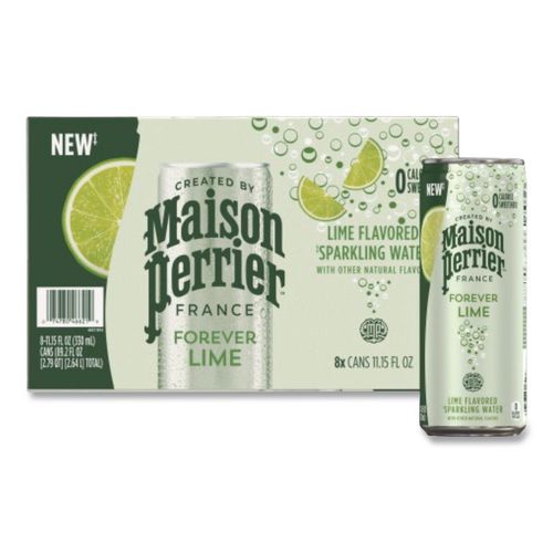 Maison Perrier Sparkling Water,11.15 oz Can, Lime, 8 Cans/Box