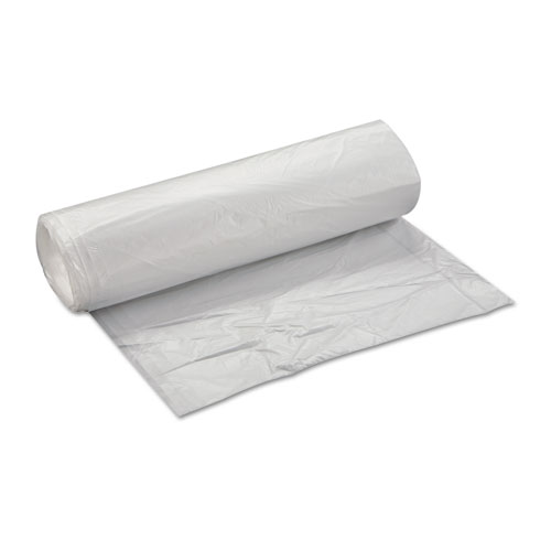 High-Density Commercial Can Liners, 45 gal, 16 mic, 40" x 48", Clear, 25 Bags/Roll, 10 Interleaved Rolls/Carton