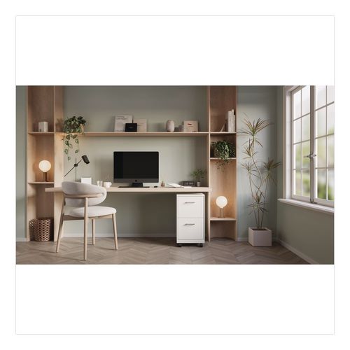 Two-Drawer Mobile Vertical File, 2 Letter-Size File Drawers, 14.25 x 18 x 26.7, Pearl White
