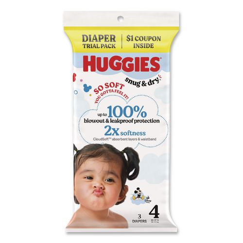 Snug and Dry, Size 4, 22 lbs to 37 lbs, Disney Design, 3 Diapers/Pack, 30 Packs/Carton