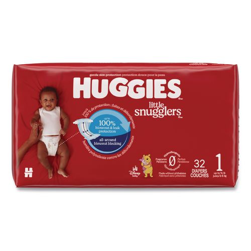Little Snugglers Baby Diapers, Size 1, 8 lbs to 14 lbs, Disney Design, 32 Diapers/Pack, 4 Packs/Carton