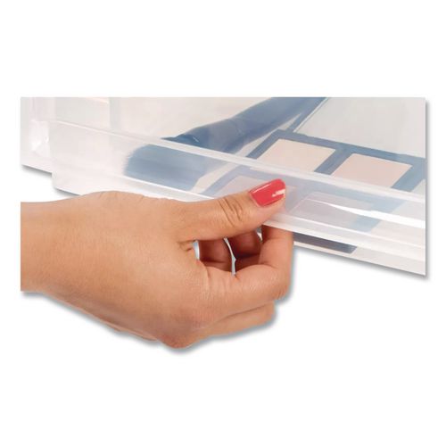 Stackable Storage Drawer, 7.75 gal, 15.75" x 19.62" x 9", Gray/Translucent Frost