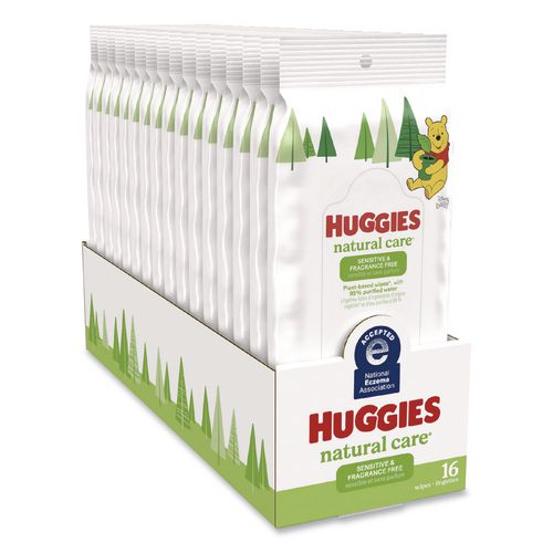 Natural Care Sensitive Baby Wipes, 6.6 x 6.86, Unscented, White, 16/Pack, 16 Packs/Carton