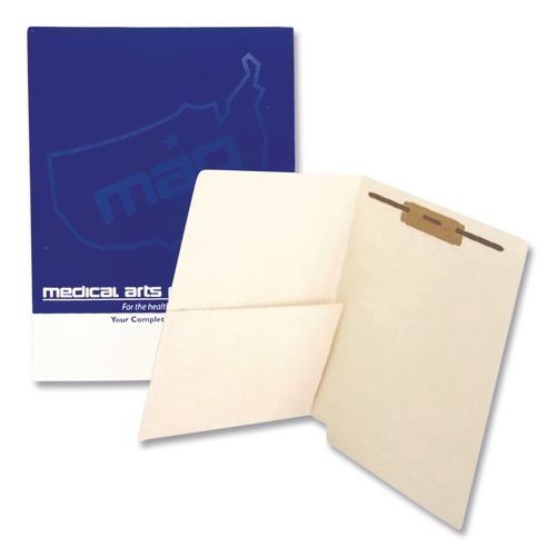 Slash Pocket End Tab Fastener Folders, 0.75" Expansion, 1 Fastener, Letter Size, Manila Exterior, 50/Box