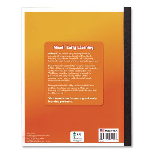 Learn to Letter Primary Journal with Raised Ruling, Manuscript Format, Orange/White/Blue Cover, (40) 10 x 8 Sheets