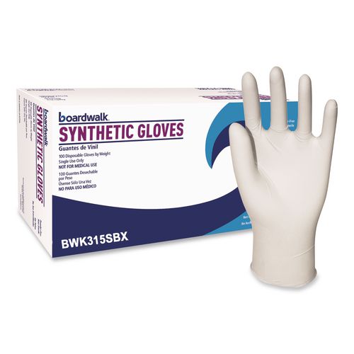 Powder-Free Synthetic Vinyl Gloves, Small, 4 mil Thick, 9.5