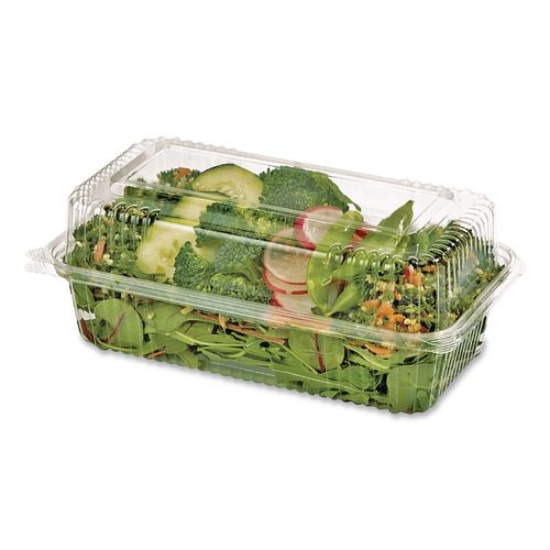 PLA Hinged Clamshells, 23 oz, 4.9 x 9 x 3.5, Clear, Plastic, 200/Carton