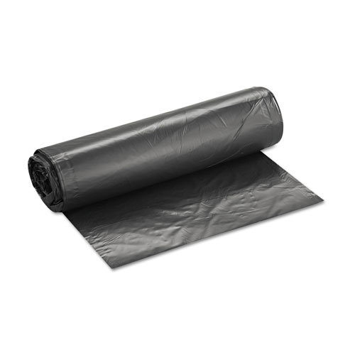 High-Density Commercial Can Liners Value Pack, 45 gal, 19 mic, 40" x 46", Black, 25 Bags/Roll, 6 Interleaved Rolls/Carton