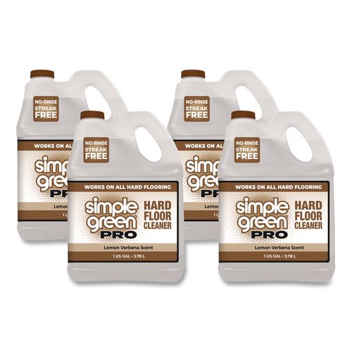 Pro Hard Floor Cleaner, Lemon Verbena, 1 gal Bottle, 4/Carton