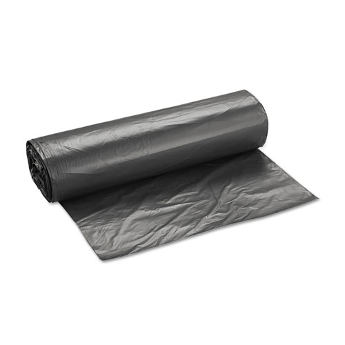 High-Density Commercial Can Liners, 45 gal, 16 mic, 40" x 48", Black, 25 Bags/Roll, 10 Interleaved Rolls/Carton