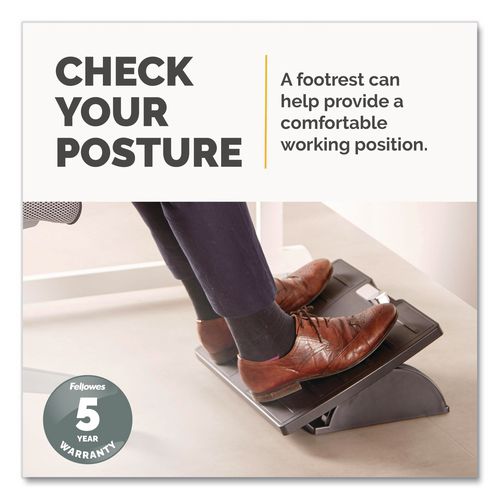 Adjustable 3-Height Footrest, Tilt Lock, 17.5w x 13.13d x 4.38 to 5.63h, Black/Silver