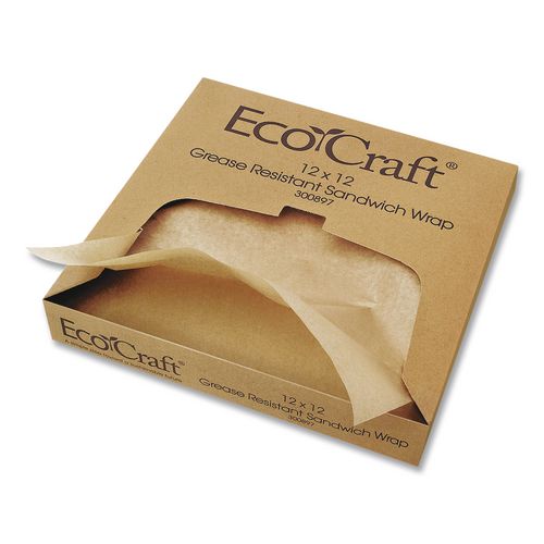 EcoCraft Grease-Resistant Paper Wraps and Liners, 15 x 16, Natural, 1,000/Box, 3 Boxes/Carton